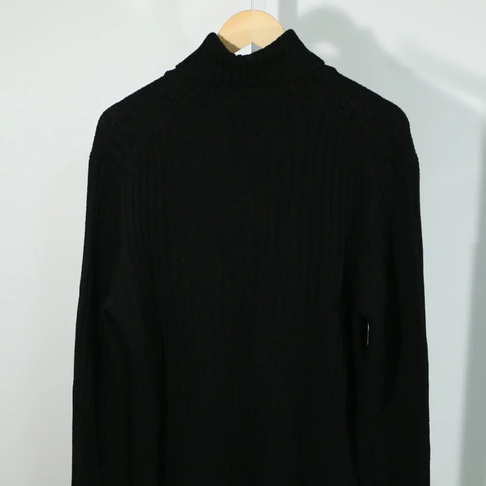 1990’s J.Crew Black Merino Wool Ribbed Turtleneck – Minimalist Quiet Luxury